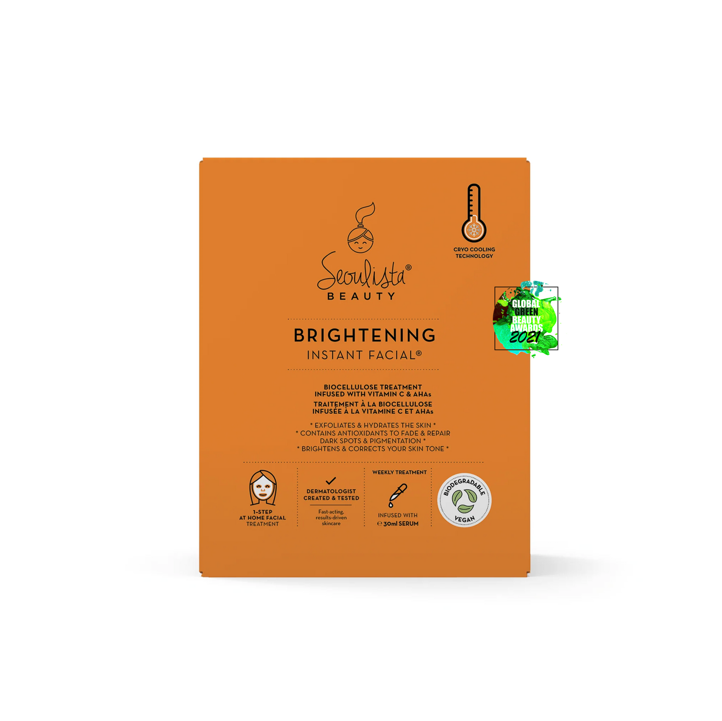 a brightening sheet mask on a white background